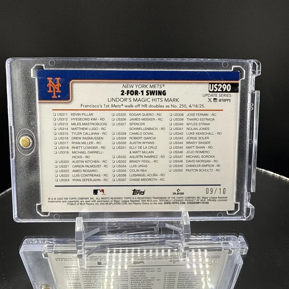 2025 Topps Updated 2 For 1 Swing Lindor's Magic Hits Mark Bones /10 SSP